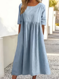 AMIRA - LOCKERES KLEID MIT TASCHEN – Himmelblau