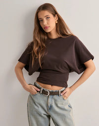 Victoria | Weites Ärmel Icon T-Shirt – Braun