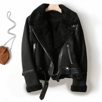 Moderne warme Bikerjacke für Damen | Winter – Schwarz