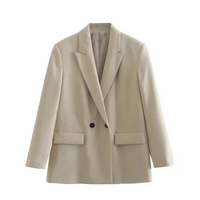 Moderner Oversize-Blazer für Damen | Lang – Beige