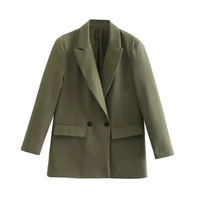 Moderner Oversize-Blazer für Damen | Lang – Olivgrün