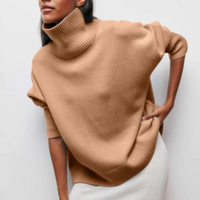 Moderner Pullover in Übergröß für Damen | Rollkragen – Camel