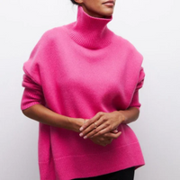 Moderner Pullover in Übergröß für Damen | Rollkragen – Rosa
