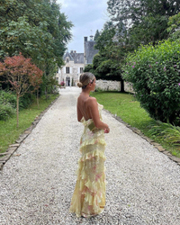 Modernes gerafftes Sommerkleid für Damen | Maxi – Gelb