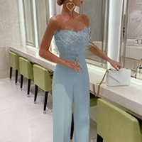 Modischer Pelz- Jumpsuit für Damen | Eleganter – Blau
