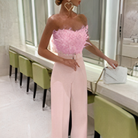 Modischer Pelz- Jumpsuit für Damen | Eleganter – Rosa