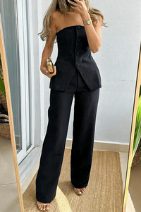 Modisches maßgeschneidertes Set für Damen | Hose und Oberteil – Schwarz