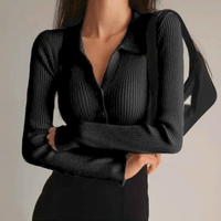 Marisse Ribbed Top – Midnight Black