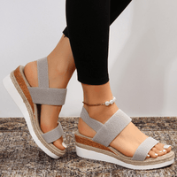 Emilia | Damen Orthopädische Kreuzriemen Plattform Sandalen Komfort – Grau