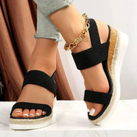 Emilia | Damen Orthopädische Kreuzriemen Plattform Sandalen Komfort – Schwarz