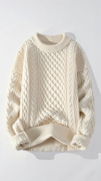 Abdal Kabelstrickpullover – Beige