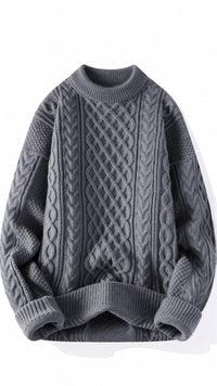 Abdal Kabelstrickpullover – Grau