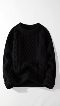 Abdal Kabelstrickpullover – Schwarz