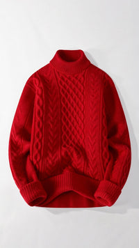 Abdal Kabelstrickpullover – Rot