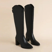Kniehohe Damenstiefel Mit Spitzer Spitze | Bequem – Schwarz