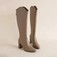 Kniehohe Damenstiefel Mit Spitzer Spitze | Bequem – Khaki