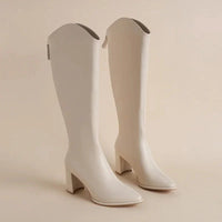 Adeline Kniehohe Stiefel – Beige