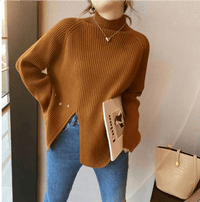 Aella Gerippter Rollkragenpullover – Kaffee