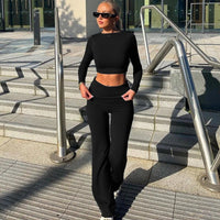 Agatha Crop-Top- und Hosen-Set – Schwarz