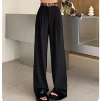 Aimie Hochtaillierte Hose mit Weitem Bein – Schwarz
