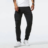 Herren Cargo Hose Slim Fit | Stretch Bequem – Schwarz
