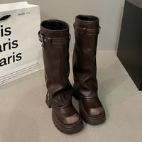 Ambrose Kniehohe Plateau-Stiefel – Braun