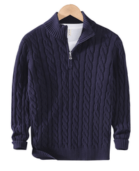 Anton Kabelstrickpullover – Marine