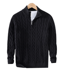 Anton Kabelstrickpullover – Schwarz