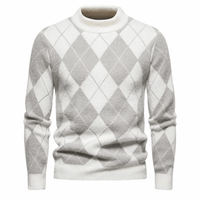 Arvid Gestreifter Turtleneck Pullover – Hellgrau