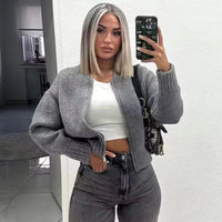 Ayesha Strickjacke mit Reißverschluss – Grau