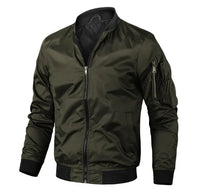 Herren Lässige Bomber Jacke | Reißverschluss – Oliv