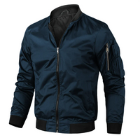 Herren Lässige Bomber Jacke | Reißverschluss – Marine