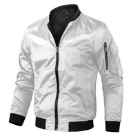 Herren Lässige Bomber Jacke | Reißverschluss – Weiß