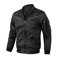 Herren Lässige Bomber Jacke | Reißverschluss – Schwarz