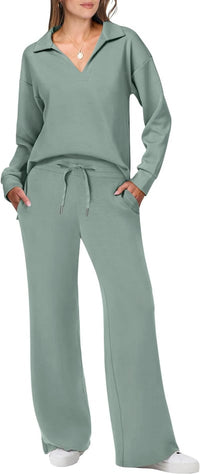 Briar Lässiges Pullover- und Hosenset – Grün