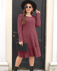 Carolla Strickkleid mit langen Ärmeln – Bordeaux