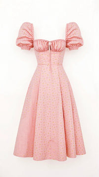 Daniela Midikleid mit quadratischem Halsausschnitt – Rosa