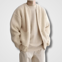Herren Strick Langarm Warme Strickjacke | Reißverschluss – Beige