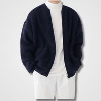 Herren Strick Langarm Warme Strickjacke | Reißverschluss – Marine
