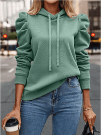 Dottie Hoodie mit Puffärmeln – Grün
