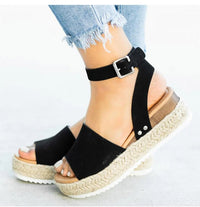 Damen Keil Plateau Sandalen | Offene Zehe – Schwarz