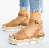 Damen Keil Plateau Sandalen | Offene Zehe – Braun