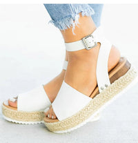Damen Keil Plateau Sandalen | Offene Zehe – Weiß