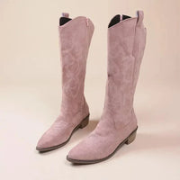 Damen Kniehohe Cowboystiefel | Trendig – Rosa