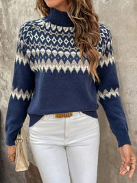 Giyann Jacquard-Strick-Rollkragenpullover – Marine