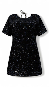 Guinevere Paillettiertes Minikleid – Schwarz