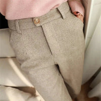 Halley Tweed-Hose mit Hoher Taille – Cremeweiß