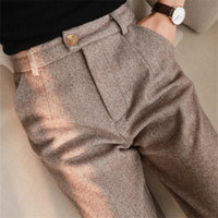 Halley Tweed-Hose mit Hoher Taille – Khaki