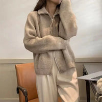 Halsey Strickjacke mit Reißverschluss – Khaki