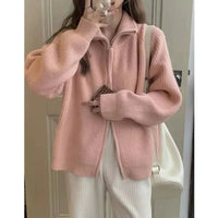 Halsey Strickjacke mit Reißverschluss – Rosa